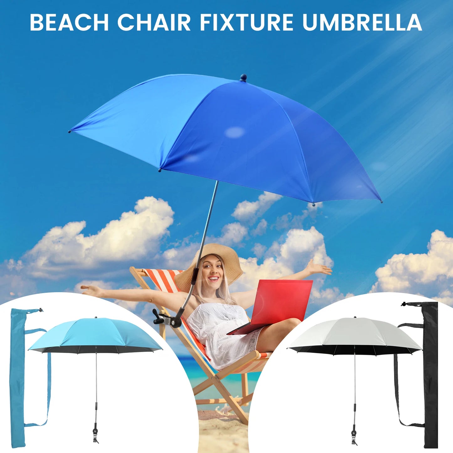 Outdoor Beach Sun Shade Umbrella Anti-Uv Umbrella Camping Beach Chair Parasol Rain Gear Sun Protection Umbrella With Clip