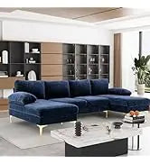 Sectional Sofa Couch,4 Seat Set for Living Room,Convertible L-Shaped Velvet Couch Set with Chaise Lounge,114 inche