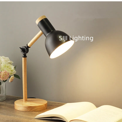 Indoor Lighting Book Lights Nordic Table Lamp Colorful Bedside Lamp E27 LED Desk lamp wooden base Children Reading Study Lights