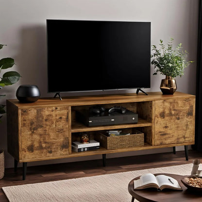 Modern TV Stand for 65" Television, Entertainment Center with Two Storage Cabinets, Retro Style Media Console for Living Room