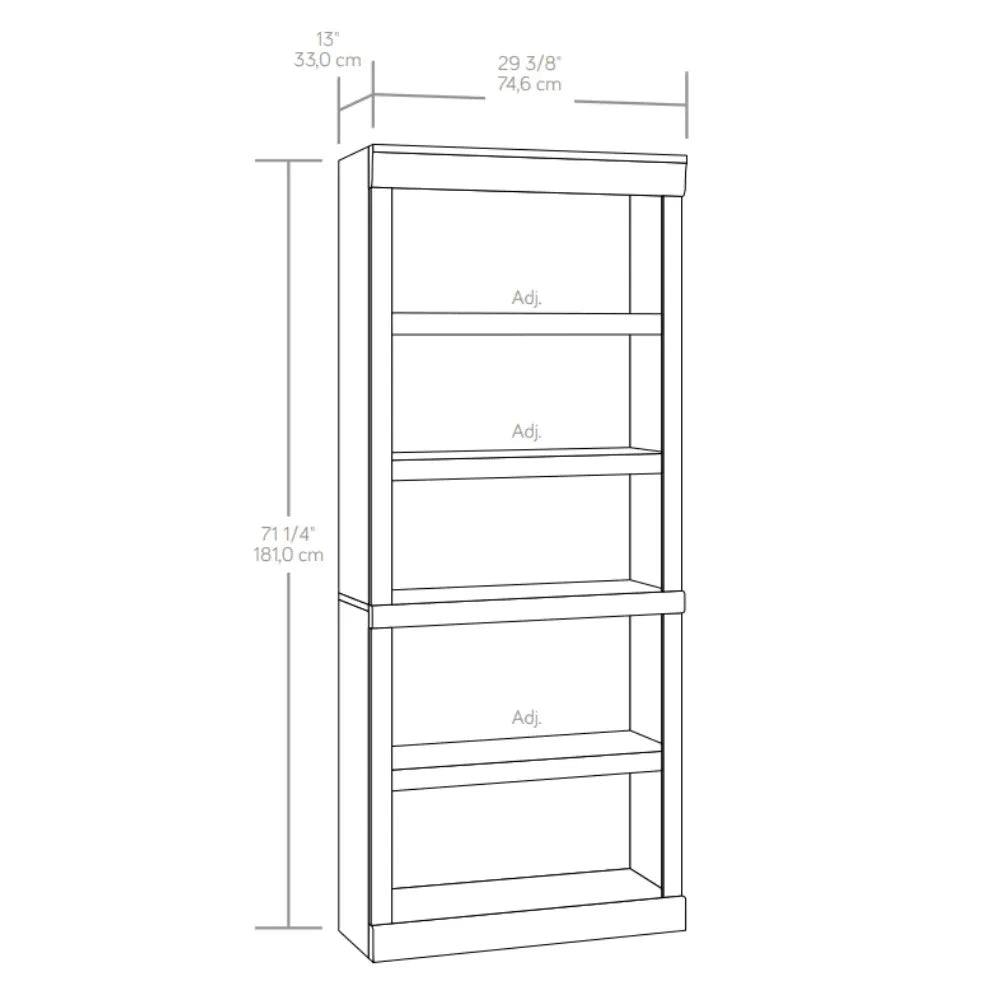 5 shelves of bookcases, study bookshelves with rustic grey finish