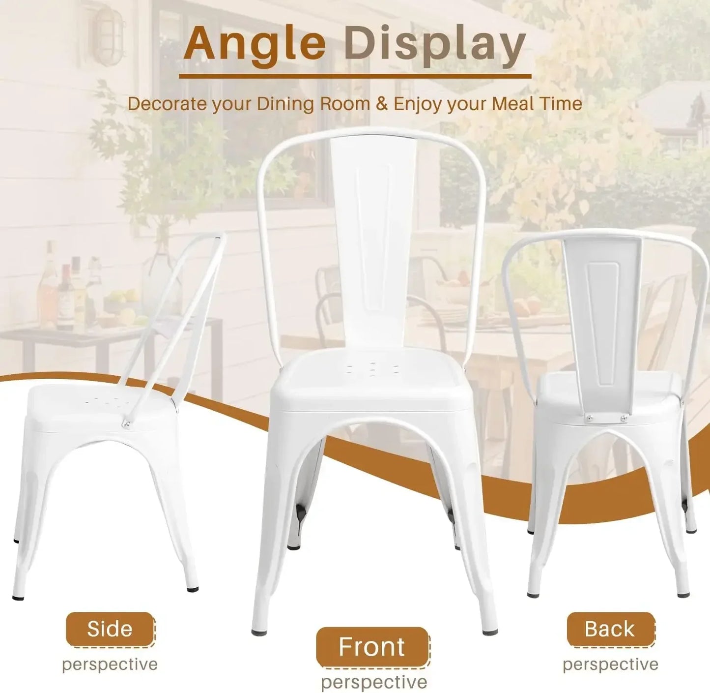 Indoor-Outdoor Use Stackable Chic Dining Bistro Cafe Side Metal Chairs Set of 4 Dining ChairLMYX