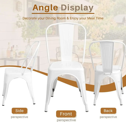 Indoor-Outdoor Use Stackable Chic Dining Bistro Cafe Side Metal Chairs Set of 4 Dining ChairLMYX