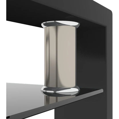 Clear Glass Coffee Table Metal Tube (All-Black)