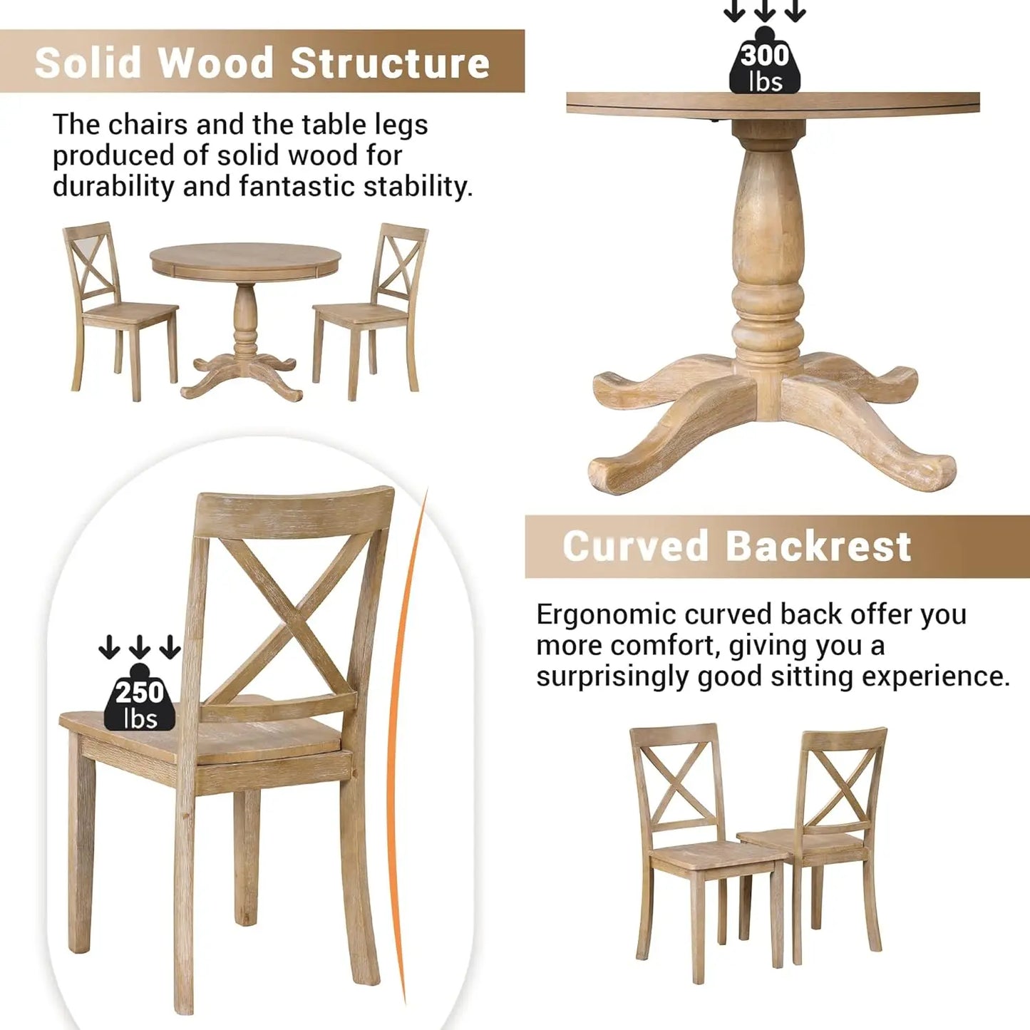 5-Piece Round Dining Table Set, Extendable Table with 4 Upholstered Chairs, Dining Room Table Sets, Kitchen Tables sets