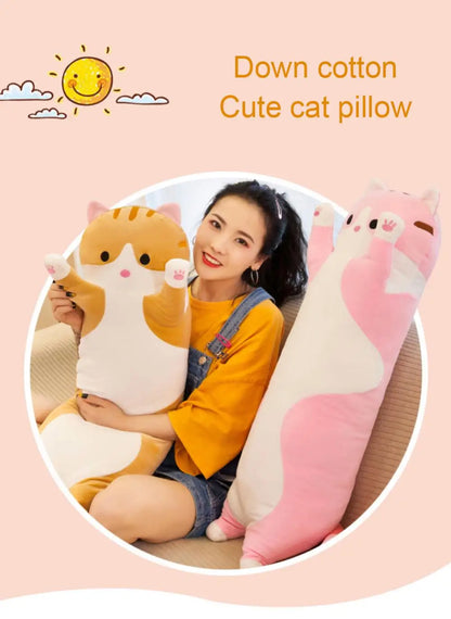 Cat Pillow Fluffy Cute Pause Long Soft Soft And Huggable Cat Doll Cute Home Decor Gift 130cm Popular Office Nap Pillow Relaxing