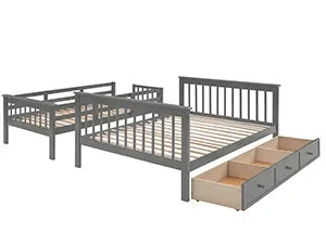 Twin Over Full Bunk Bed with Stairs,Solid Wood Stairway Bunk Bed Frame with Storage Drawers for Kids Teens Adults,Bedroom,Dorm