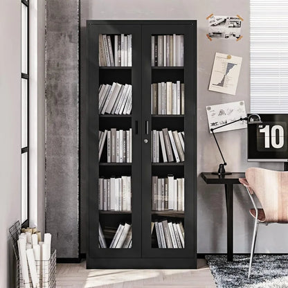 Bookcases Display Cabinet with Glass Doors, Cabinets, Locking Glass Cabinet Display Case for Home,Bookcases