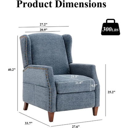 Living Room Chair, Wingback Pushback Recliner Chairs with Storage Pocket, Upholstered Fabric Armchair, Living Room Chair