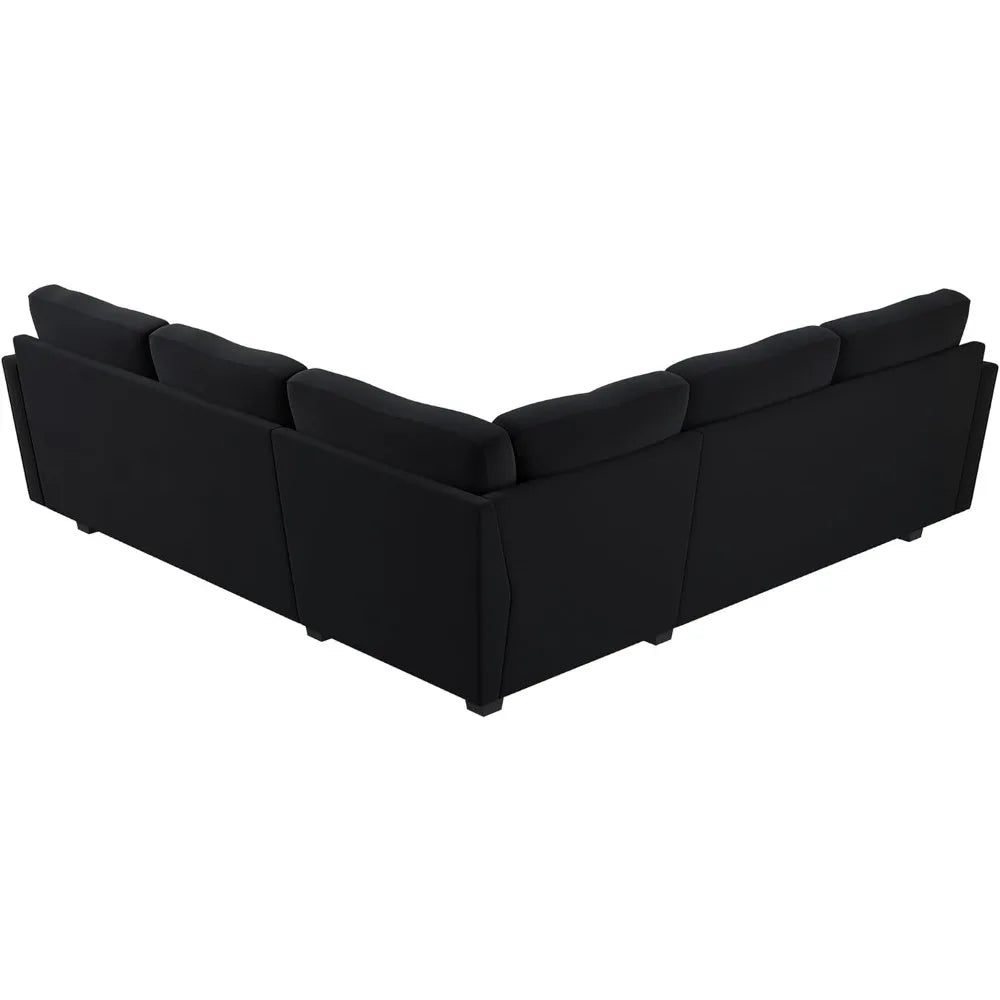 Living Room Convertible Sectional Sofa, L Shaped Couch for Small Apartment, Reversible Sectional Couch, Velvet Black