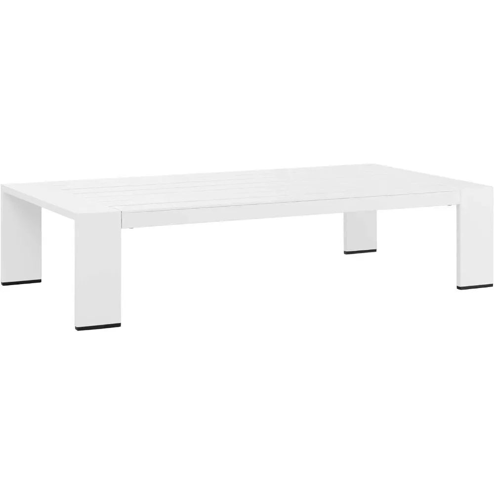 Outdoor Powder-Coated Aluminum Weather-Resistant Coffee Table, 26.5"D x 51"W x 12"H Outdoor Tables White