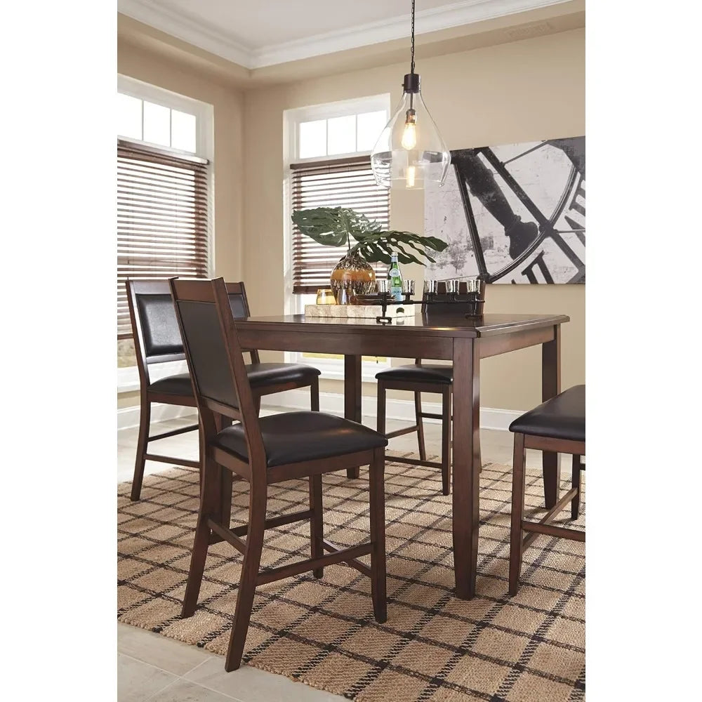 Counter Height Dining Set, Includes Table & 4 Barstools, Brown,Contemporary 5 Piece Dining Sets