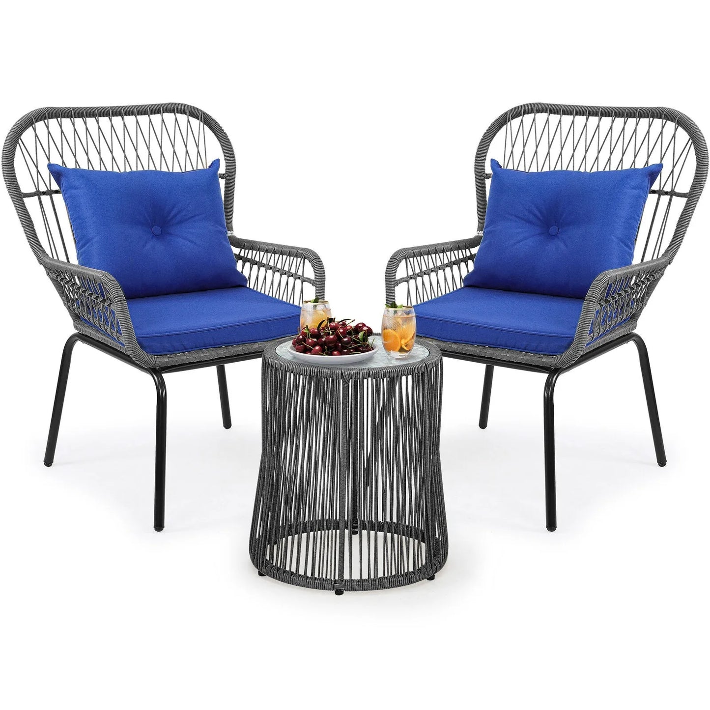 US 3 Pieces Patio Furniture Set Sofa Chair PE Rattan Wicker Outdoor Poolside Yard sillas para jardin exterior  outdoor chair