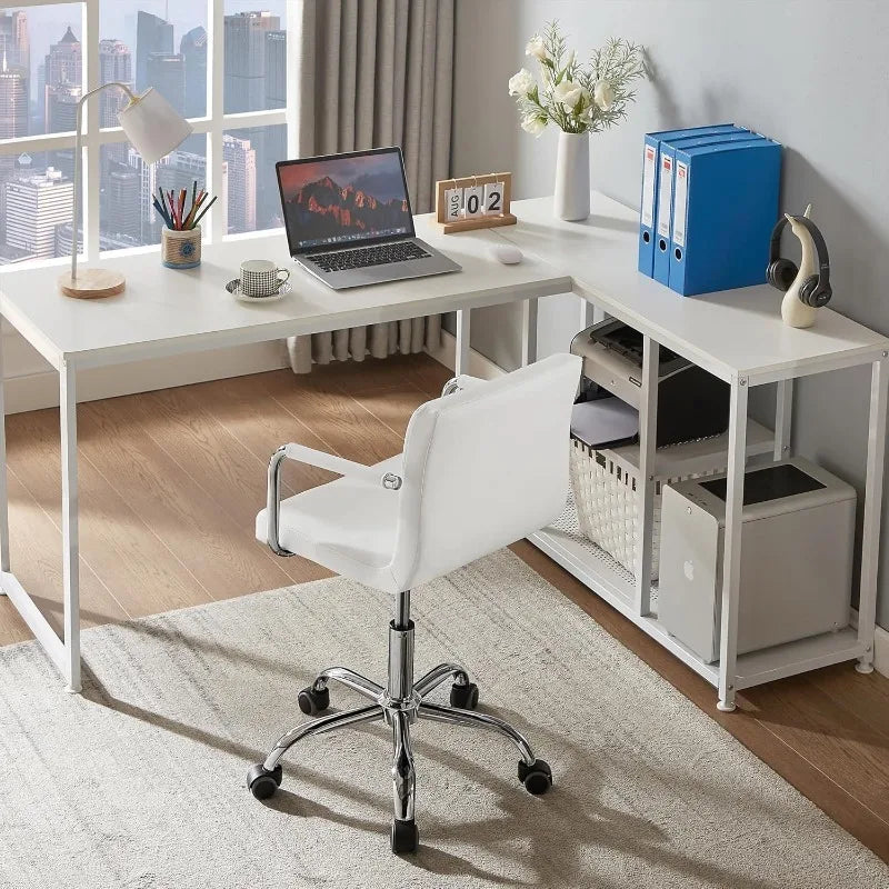 Rolling Work Chair for Home Office Desk Adjustable Height with Wheels for Study/Task 360°Swivel Mid Back Office Chair