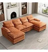 Sectional Sofa Couch,4 Seat Set for Living Room,Convertible L-Shaped Velvet Couch Set with Chaise Lounge,114 inche