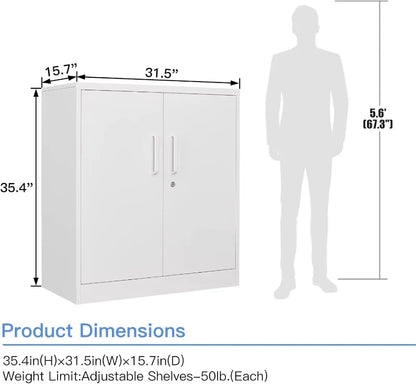 Metal Storage Cabinet with Lock-Garage Storage Cabinet with Locking Doors and  Adjustable Shelves,Black Steel Lockable File