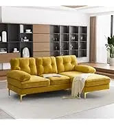 Sectional Sofa Couch,4 Seat Set for Living Room,Convertible L-Shaped Velvet Couch Set with Chaise Lounge,114 inche