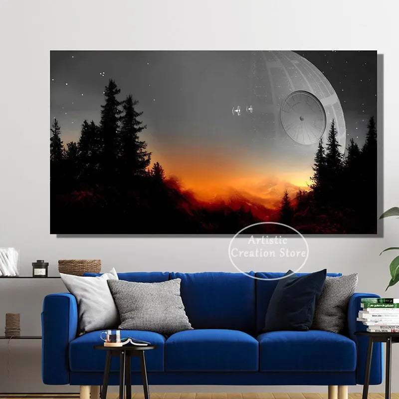 Star Universe Mountains Landscape Space War Poster Prints Canvas Painting for Living Room Office Wall Art Pictures Home Decor