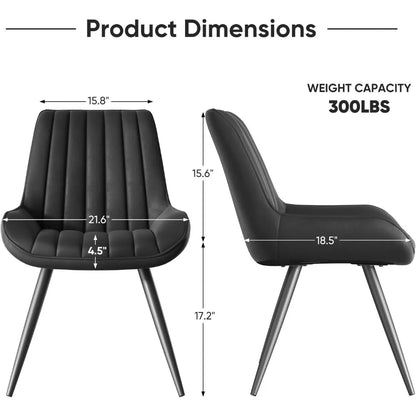 Dining Chairs Set of 4, Comfy Dining Room Chairs with Thick Cushions, Upholstered Fabric Kitchen Side Chairs with Metal Legs,