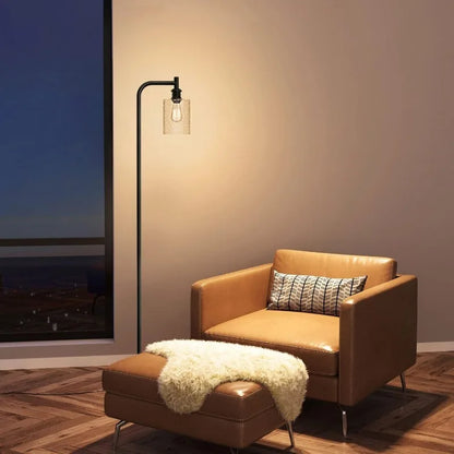 Floor Lamps for Living Room Bright Lighting with Seeded Glass lampshade, Modern Bright Floor Lamp with LED Bulbs