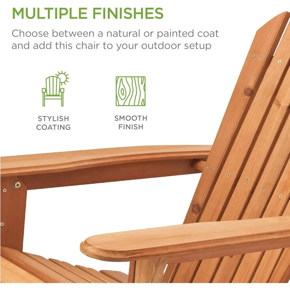 Folding Chair Outdoor Wooden Accent Furniture Fire Pit Lounge Chairs for Yard, Garden, Patio w/ 350lb Weight Capacity