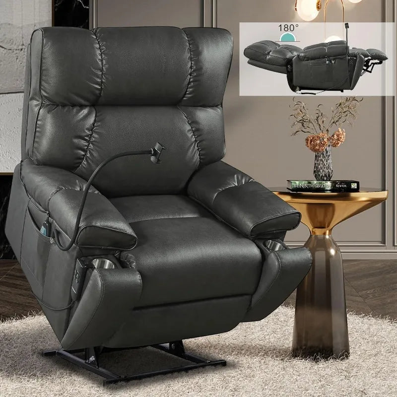 Dual Motor Lay Flat Power Lift Recliner Chair with Hidden Cup Holder and Adjustable Phone Holder for Elderly