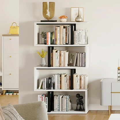 5-Tier Bookshelf, S-Shaped Z-Shelf Bookshelves and Bookcase, Modern Freestanding Multifunctional Decorative Storage Shelving