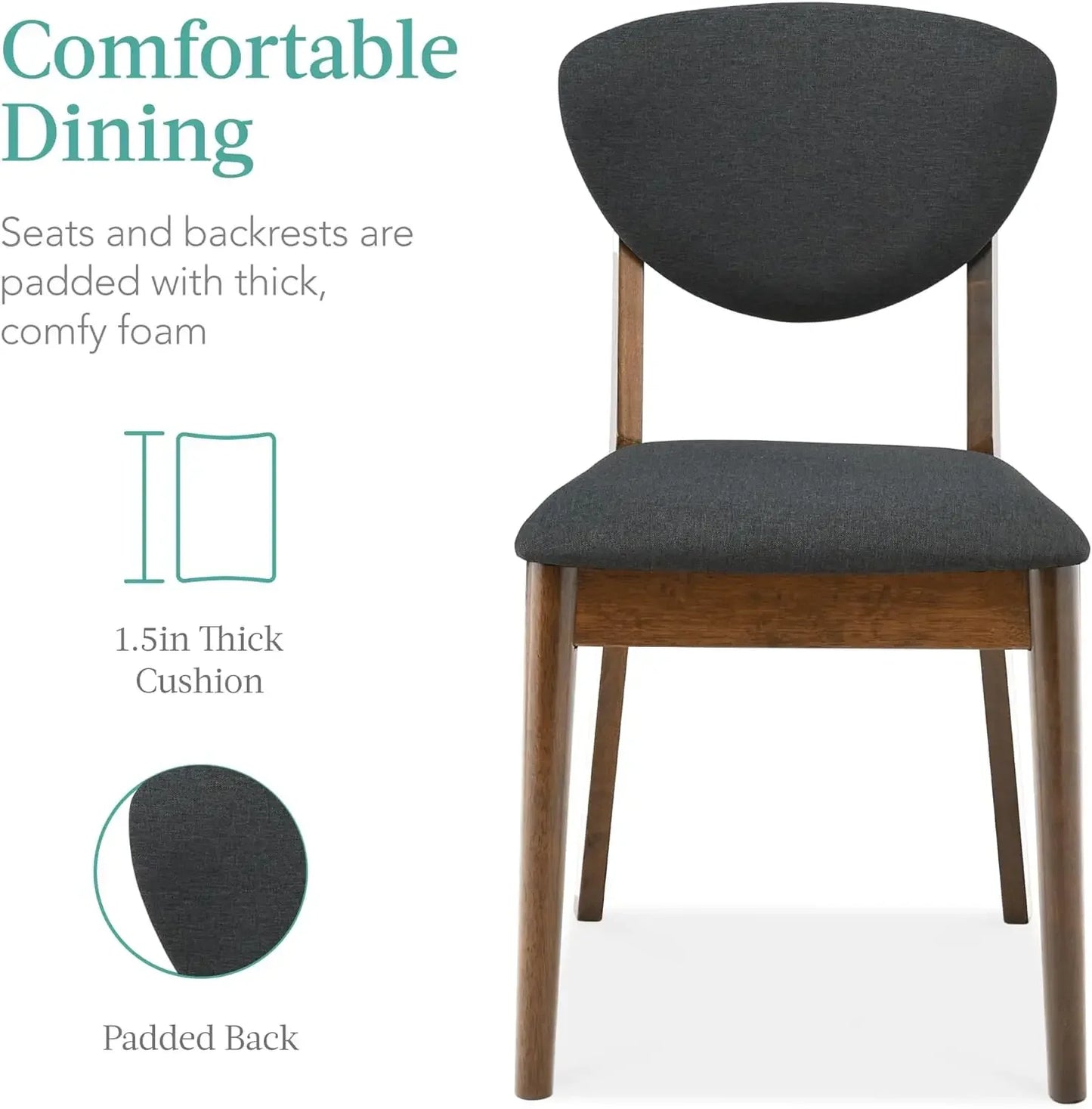 Dining Set Apartment w/ 4 Chairs, Padded Seats & Backrests, Wooden Frame,Compact Mid-Century Modern Table & Chair Set