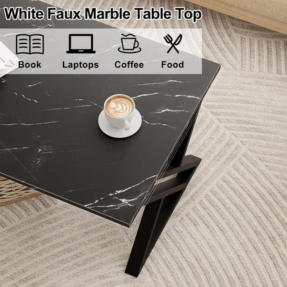 Living Room Table White Center Simple Modern Faux Marble Rectangular Coffee Tables