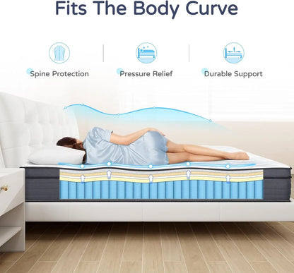 Queen Mattresses - 12 Inch Hybrid Queen Size Mattress in A Box, Gel Memory Foam with Motion Isolation and Pressure Relief