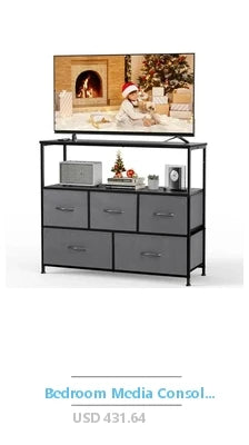 Wooden TV Stand Up to 50" TVs Black Contemporary Media Console 37.4 lbs 47.63 x 15.55 x 22.79