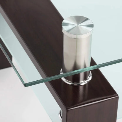 Clear Glass Coffee Table Metal Tube (All-Black)