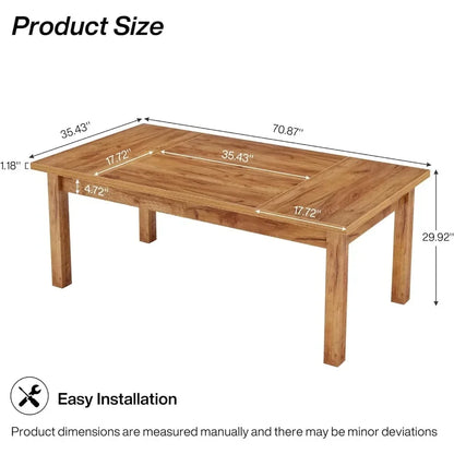 Dining Table for 6-8 People, 70.87" Wood Modern Large Rectangle Kitchen Table, Furniture with Thickened Legs, Dining Table