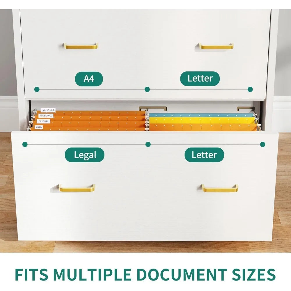 File Cabinet with Charging Station, Large Lateral Filing Cabinet for Home Office