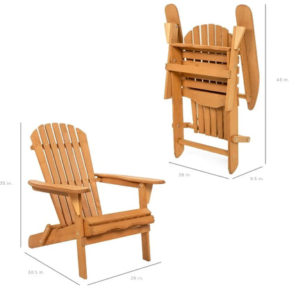 Folding Chair Outdoor Wooden Accent Furniture Fire Pit Lounge Chairs for Yard, Garden, Patio w/ 350lb Weight Capacity