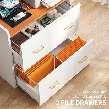 File Cabinet with Charging Station, Large Lateral Filing Cabinet for Home Office