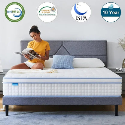 Queen Mattresses, 12 Inch Queen Size Hybrid Mattress Individual Pocket Springs with Foam,Queen Bed in a Box