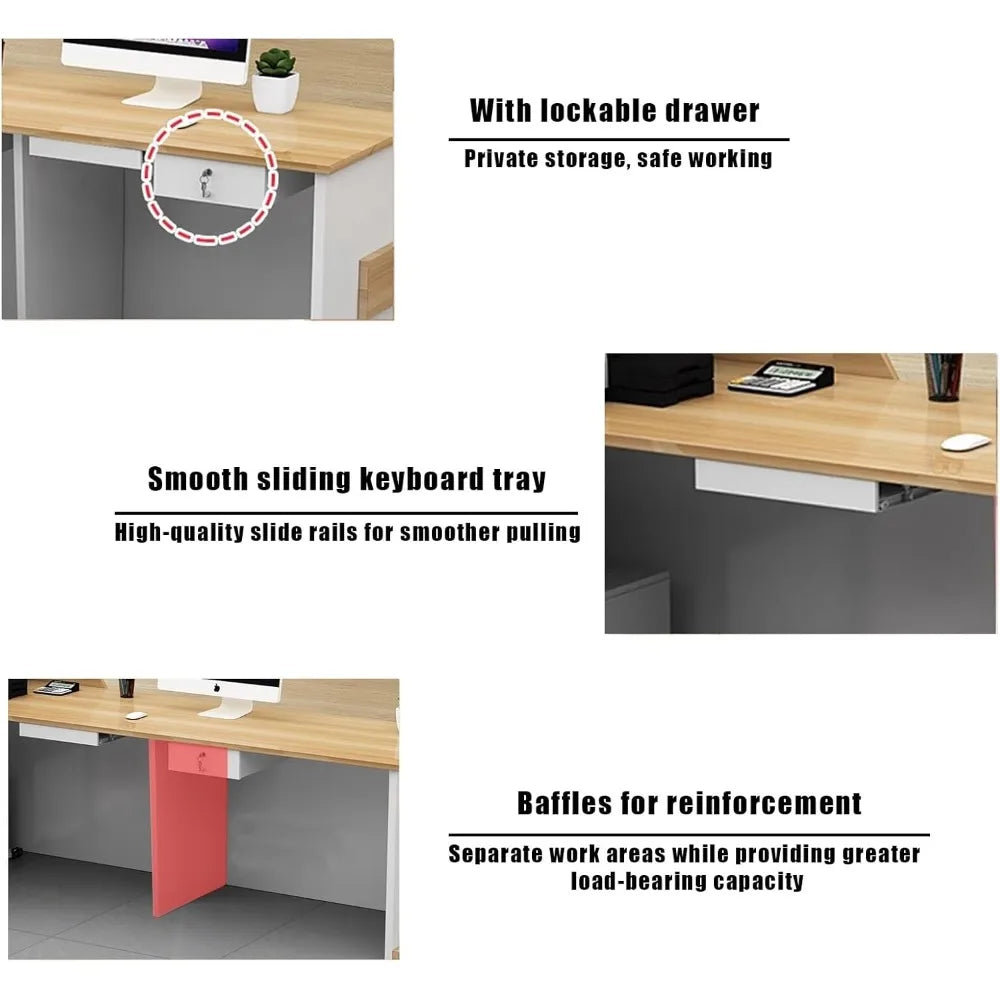 Reception Desk with Counter and Lockable Drawer, L-Shap Salon Reception Retail, Easy to Assemble Front Desk Reception Checkout