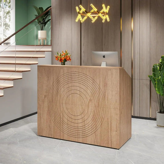 Reception Desk with Counter, Modern Front Desk Reception , Retail Counter for Checkout, Lobby, Beauty Salon, Home Office Desk