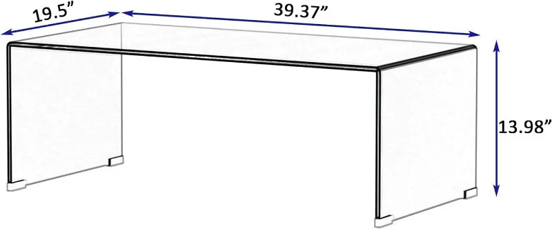 Rectangle Glass Coffee Table 2-Tier Tea Table Modern Side Coffee Table for Living Room