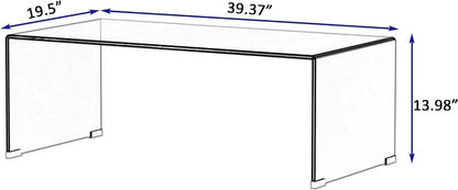 Rectangle Glass Coffee Table 2-Tier Tea Table Modern Side Coffee Table for Living Room