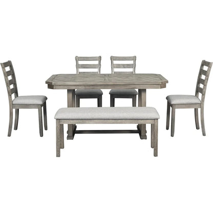 6-Piece Dining Table Set,with 4 Chairs and Bench,for Kitchen, Dining Room,dinning tables sets