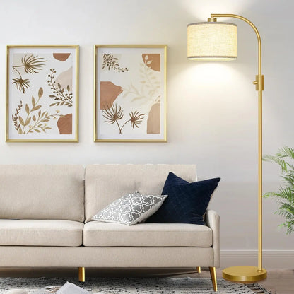 【Upgraded】 Dimmable Floor Lamp, 1200 Lumens LED Bulb Included, Gold Arc Floor Lamps for Living Room Modern Standing Lamp w