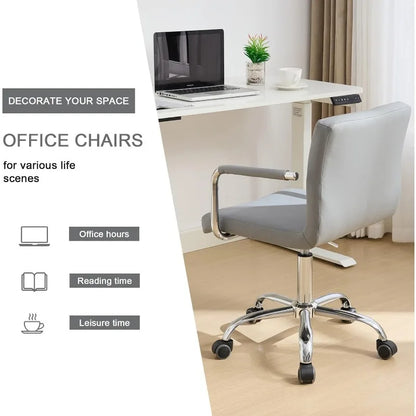 Rolling Work Chair for Home Office Desk Adjustable Height with Wheels for Study/Task 360°Swivel Mid Back Office Chair