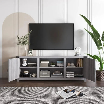 TV Stand with Two Barn Doors and Storage Cabinets for Televisions up to 65+ Inch, Entertainment Center Console Table