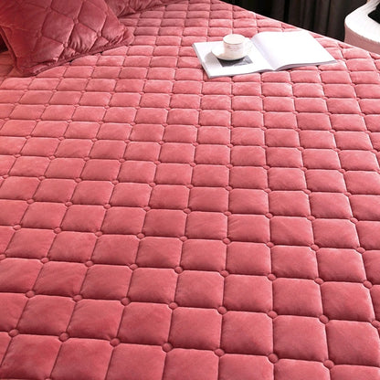 Best Plush Thicken Quilted Mattress Cover Warm Soft Crystal Cotton Bedsheet Bed Order Sheet Quilted Fitted (Need Pillowcases)