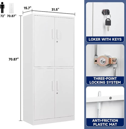 Metal Storage Cabinet with Lock-Garage Storage Cabinet with Locking Doors and  Adjustable Shelves,Black Steel Lockable File