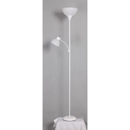 72" Combo Floor Lamp, with Reading Light, White, Plastic, Modern, for Home and Office Use