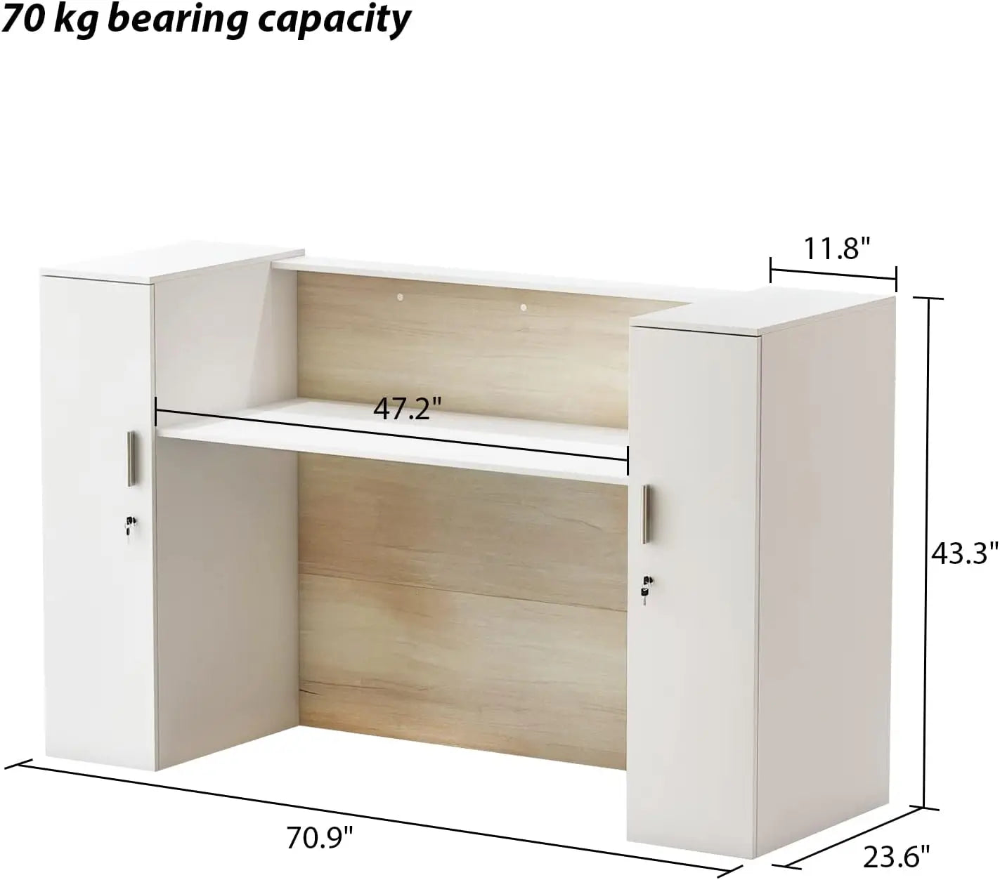 Reception Desk with Counter, Retail Counter with Private Lockable Storage&Adjustable Shelves, for Reception Room Checkout Office