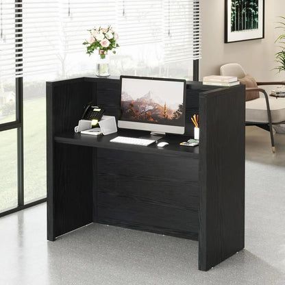 Reception Desk, Modern Front Desk with Counter, 47 Inch Small Retail Counter for Checkout, Lobby, Salon, Office, Reception Area